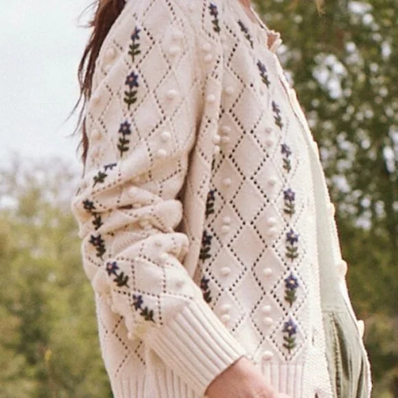 **INCREDIBLE FIND** THE GREAT | Embroidered Cornflower Cardigan | Size 2 - Picture 3 of 7